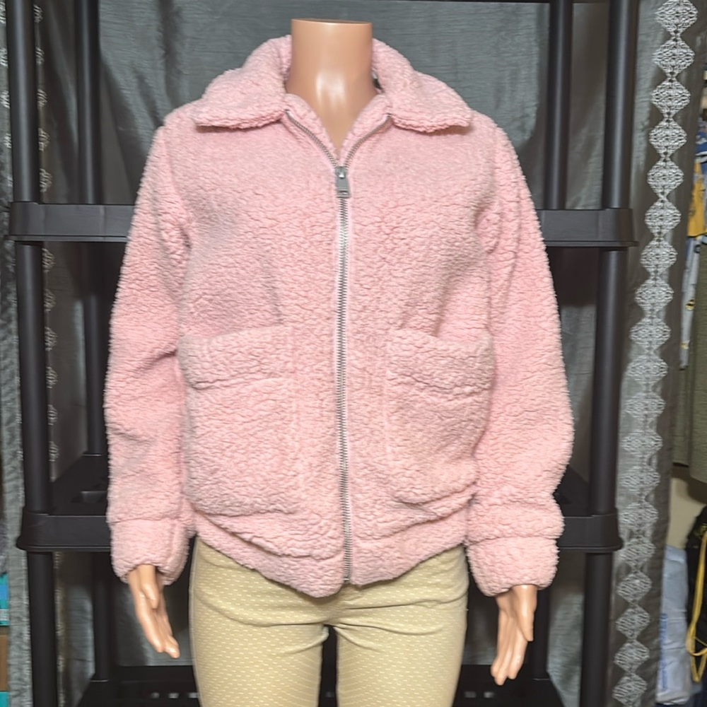 LEVI STRAUS WOMENS SHERPA JACKET SMALL SIZE SOFT PINK COLOR